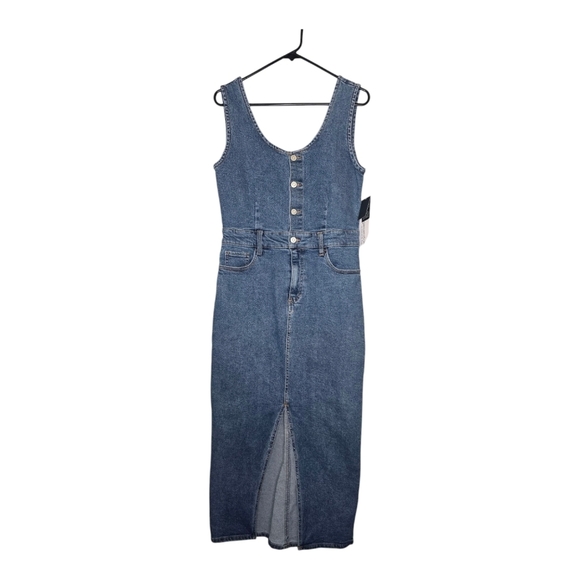 NWT RE Generation By Celebrity Pink Denim Overall Midi Dress Size Medium - Picture 1 of 14